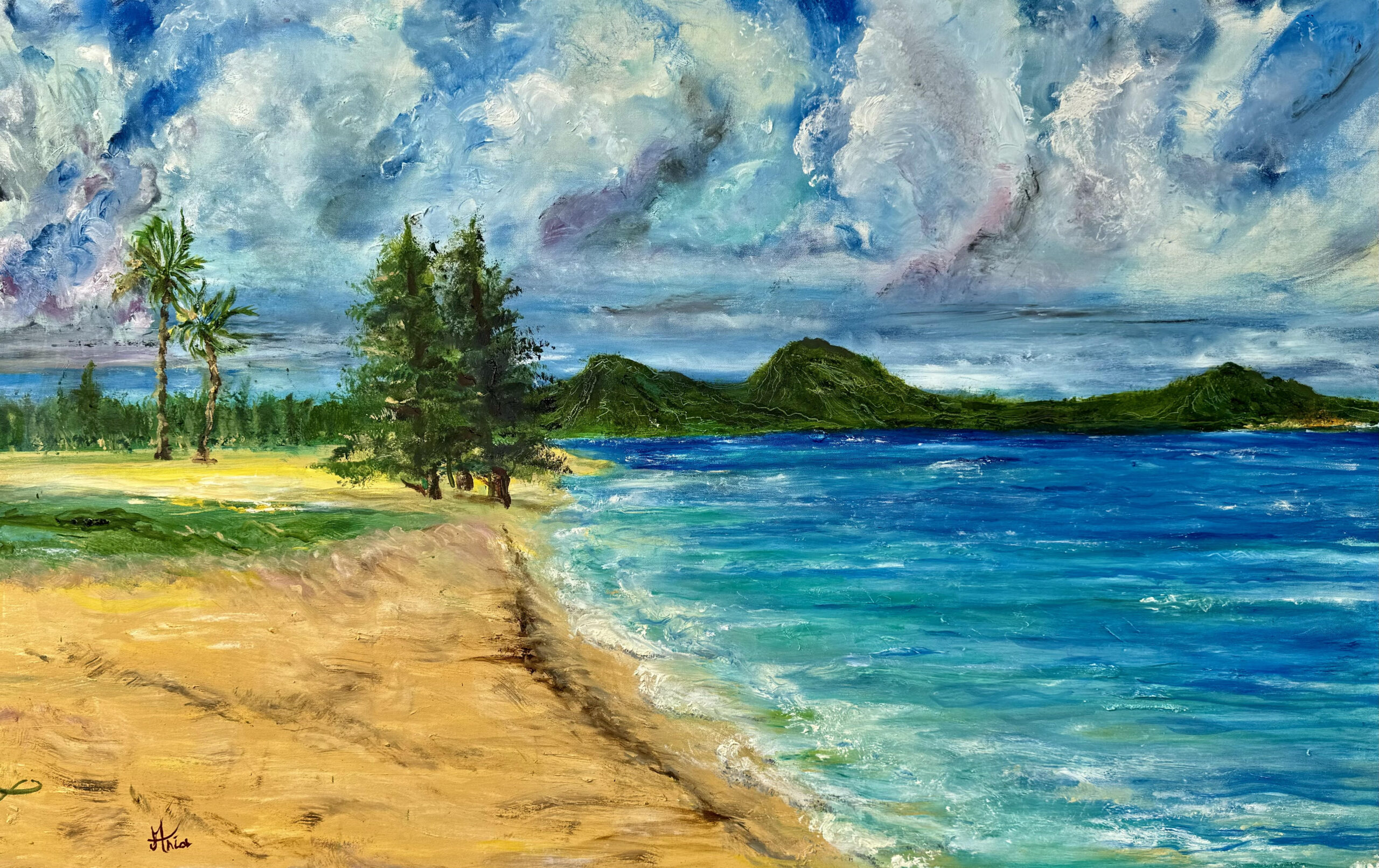 BEACH IN THE LILAC LIGHT - oil