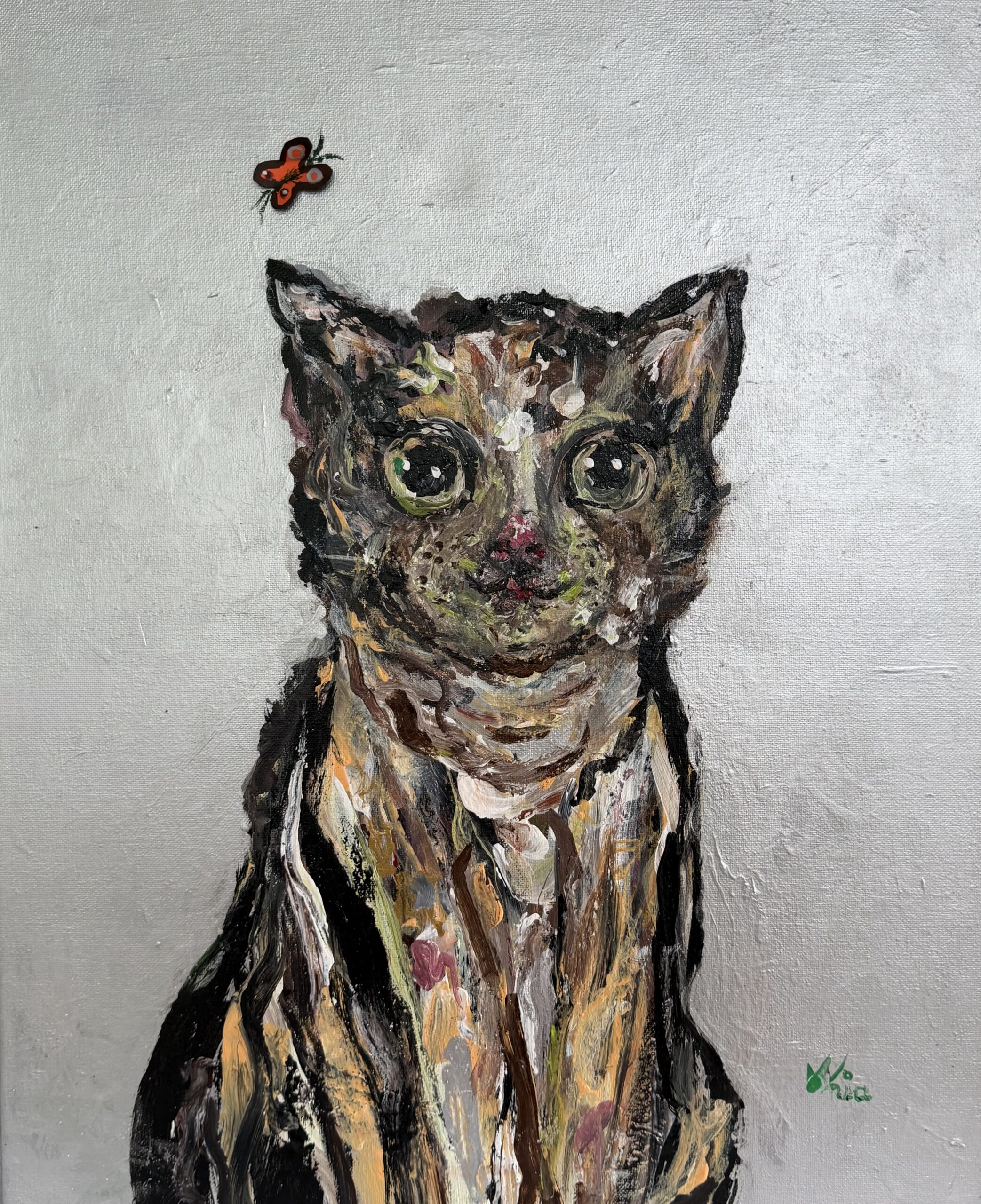 Painting: “Bella”, 16W x 20 h x 1 D inches, mixed media, 2025